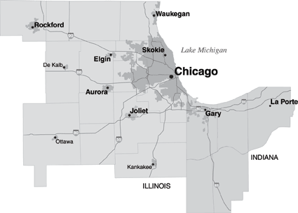 Chicago, N.W. Indiana Map