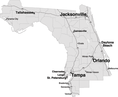 North & Central Florida Map