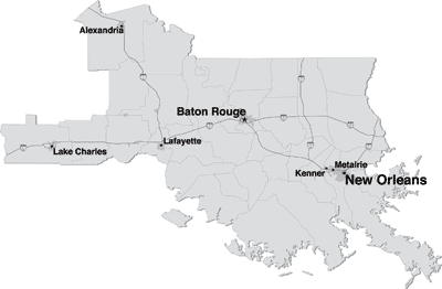 Louisiana - New Orleans, Baton Rouge Map