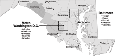 Washington D.C, Maryland Map