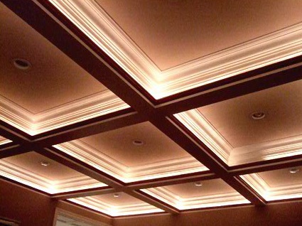 Tellup Construction Llc Coffered Ceiling With 4 Pc Crown