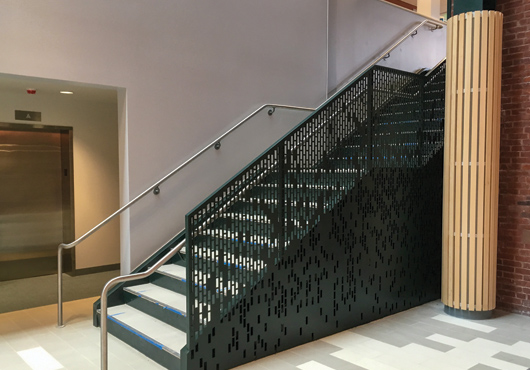 Stairwell installation at the University of Massachusetts Amherst in Amherst, MA.