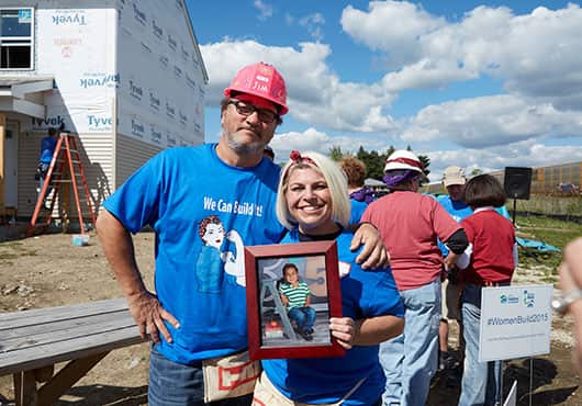 Actor Jim Belushi and homeowner Jeanette Jelinek at the Spring 2015 Women Build event.