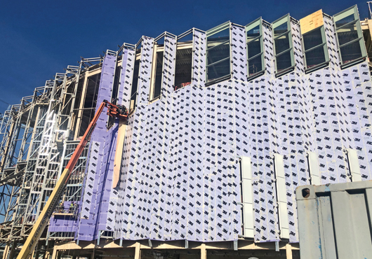 The Cameron Building Envelope Specialists team installs a 3M Air and Vapor Barrier 3015 on the Block C construction of Capital One’s headquarters building in McLean, VA, in partnership with Whiting-Turner Contracting Company.