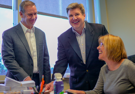 From left to right: Executive Vice President Brian Browning, President/CEO Steve Browning and Chief Financial Officer Jeanie Smith at Vulcan Steel Structures, Inc.’s headquarters in Adel, Georgia.