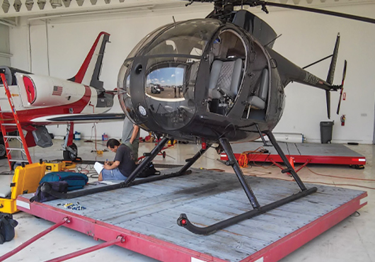 A helideck landing platform is fabricated for the San Bernardino County Sheriff’s Department.