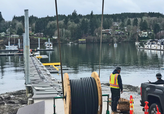 In 2018, the city of Bainbridge Island, WA, expanded the 1986 guest moorage dock and launch ramp in Eagle Harbor. Mathews Electric Corporation provided all the electrical services for the renovation project. 