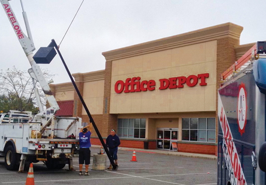 One of Anzelone Electric Company, LLC’s specialties is installing parking lot lighting, like this Office Depot project in Rio Grande, NJ.
