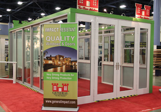 At a recent trade show in Miami Beach, Fla., General Impact Glass & Windows Corp. offered construction decision-makers a chance to step into this model of a glass entrance. 