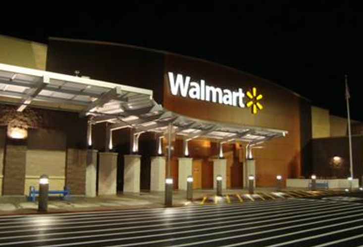 walmart store front at night