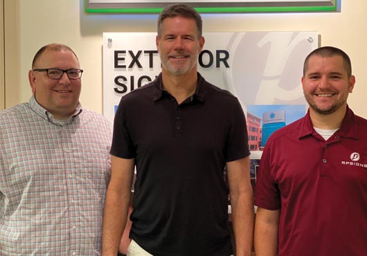 The leadership team at RP Signs (left to right): Gary Ferrell, Director of Operations; Jamie Neely, CEO; and James Neely, Director of Project Management.