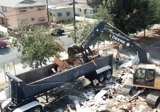 A drone captures the site of a recent demolition and removal project.