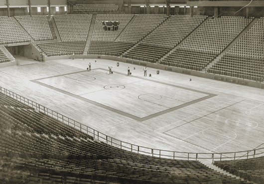 Lawrence E. Weyer Sr. installed the athletic wood floor at the University of Maryland’s Cole Field House in 1954, one of the first of many high-profile basketball courts for Weyer’s Floor Service, Inc.