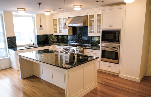 The final touches for this beautiful kitchen at 15 Central Park West were provided by the R&J Construction Corp. team.