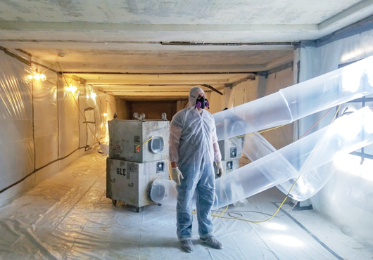 Iris Environmental Laboratories specializes in mold and asbestos laboratory analysis and field inspections. Here is one of Iris’ inspectors performing air monitoring.