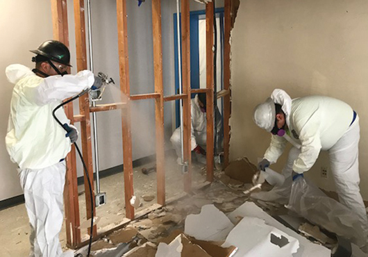 Government clients round out CVE San Diego’s roster of customers. This asbestos abatement project was carried out at the U.S. Coast Guard Station San Diego.