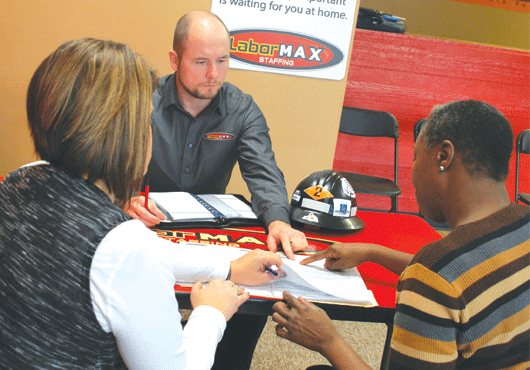 LaborMax Staffing develops plans to address customers’ needs. Company team members (from left-right): Robbin Horton, District Account Manager; Kelley Hutchinson, Owner; Wendy Ford Brown, Account Manager.